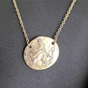 Gold Sagittarius necklace features this constellation in clear rhinestones